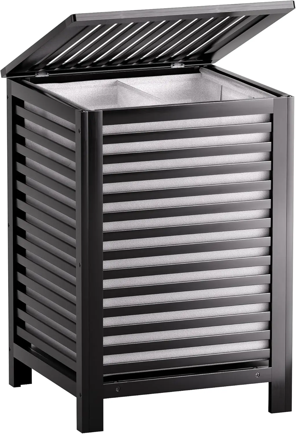 

Бамбуковая корзина для белья объемом 120 л с крышкой, съемный мешок-вкладыш, 2-секционный сортировщик одежды для домашнего использования