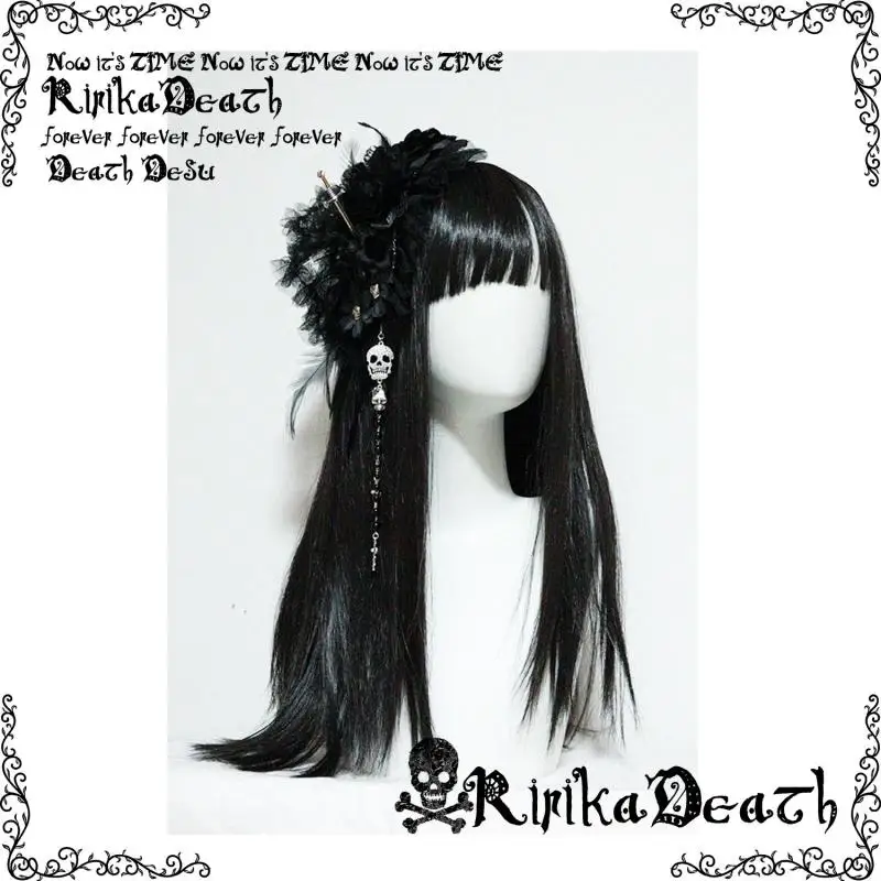 Black Gothic Flower Bow Hairpins Subculture Sword Lace Headwear Women Hair Accessories Harajuku Punk Hair Clip