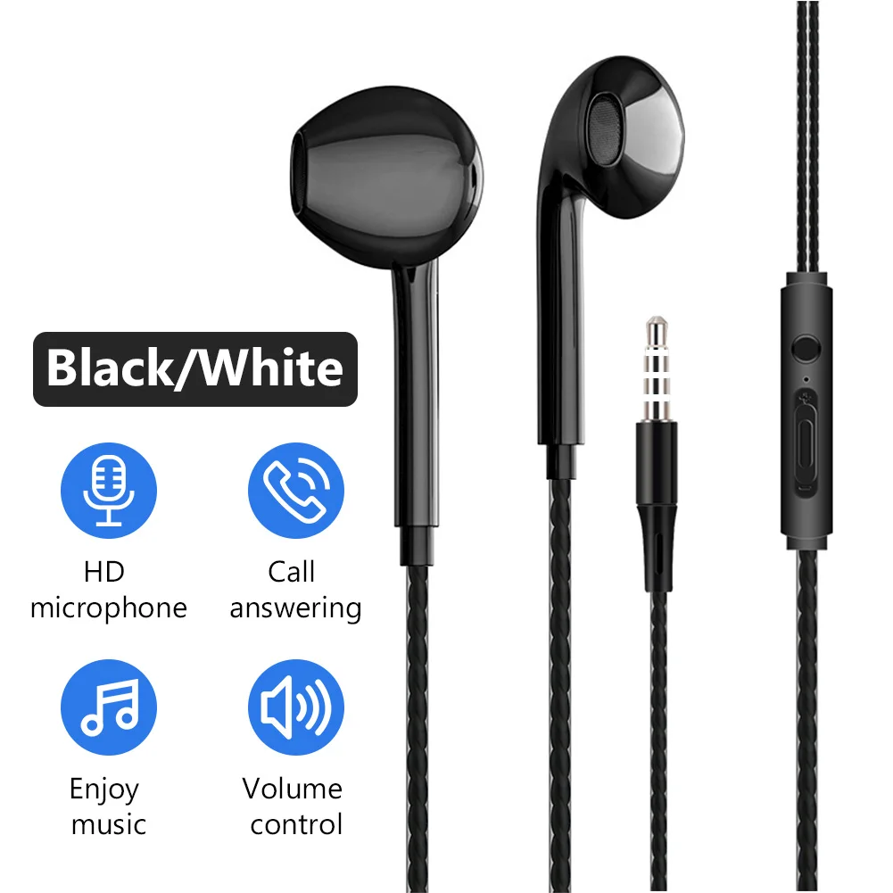 3.5mm In-ear Bass Stereo Mobile Wired Headphones  Sport Earbuds for Smartphones Wire Headset With Built-in Microphone Earphones