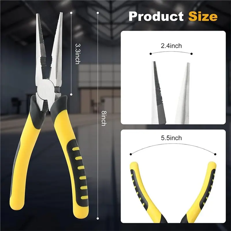 Happy New - Rutschfeste 8-Zoll-Spitzzange aus Premium-Stahl, Hochleistungs-Drahtschneider für Heim und Handwerk – Detail 8