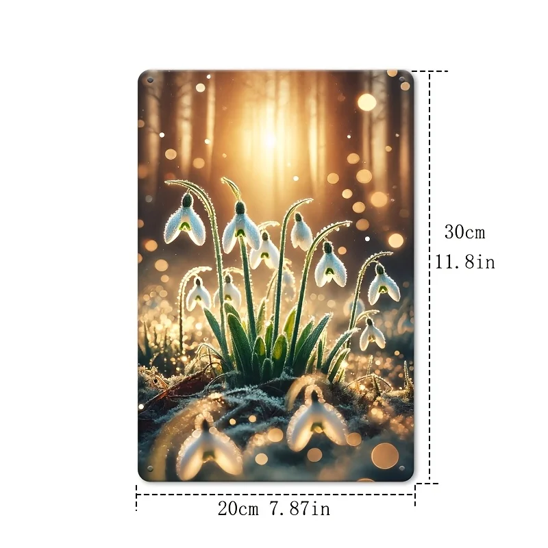 قطعة واحدة من لافتة معدنية عتيقة - "قطرات الثلج" - مثالية للمنزل والمقهى وغرفة النوم - لوحة زخرفية عتيقة مقاومة للماء