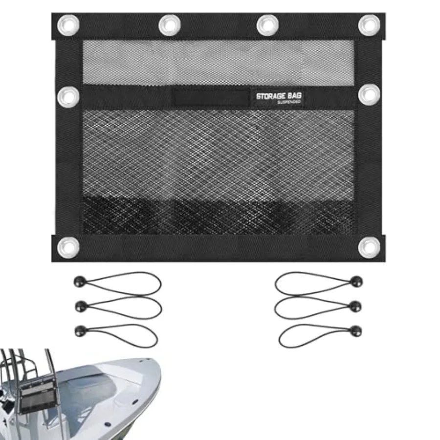 

Mesh Storage Bag Boat Storage Bag Marine Suspended Storage Organizer, Kayak Storage Comparments, Attaches to Seat, with Elastic