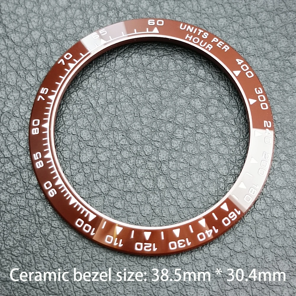 Silver/black beveled ceramic bezel insert 38.5 * 30.4mm/39.3 * 31.4mm for replacing watch parts bezel no luminous