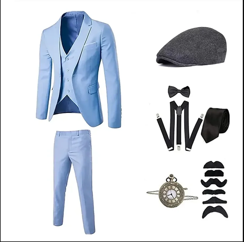 Disfraz de The Great Gatsby Vintage para hombre, disfraz de fiesta de Cosplay, Formal y de noche, 1920s