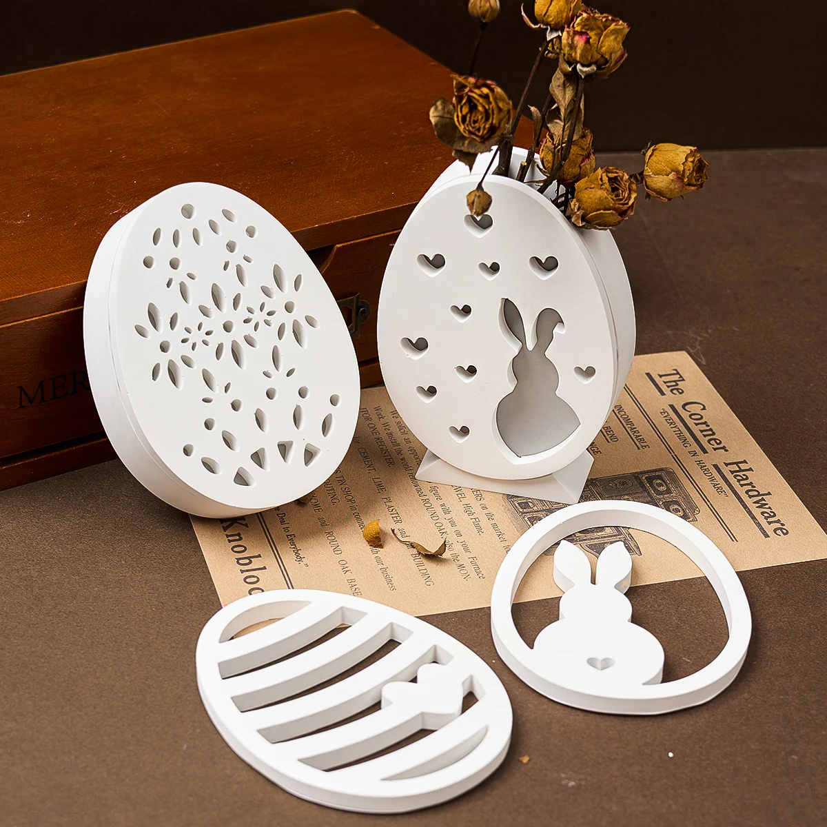 3D Tavşan Şekli LED Işık Vazo kalemlik Süs silikon kalıp DIY Yaratıcı Ekleme paskalya yumurtası Tavşan Zanaat Hediye Alçı Kalıp