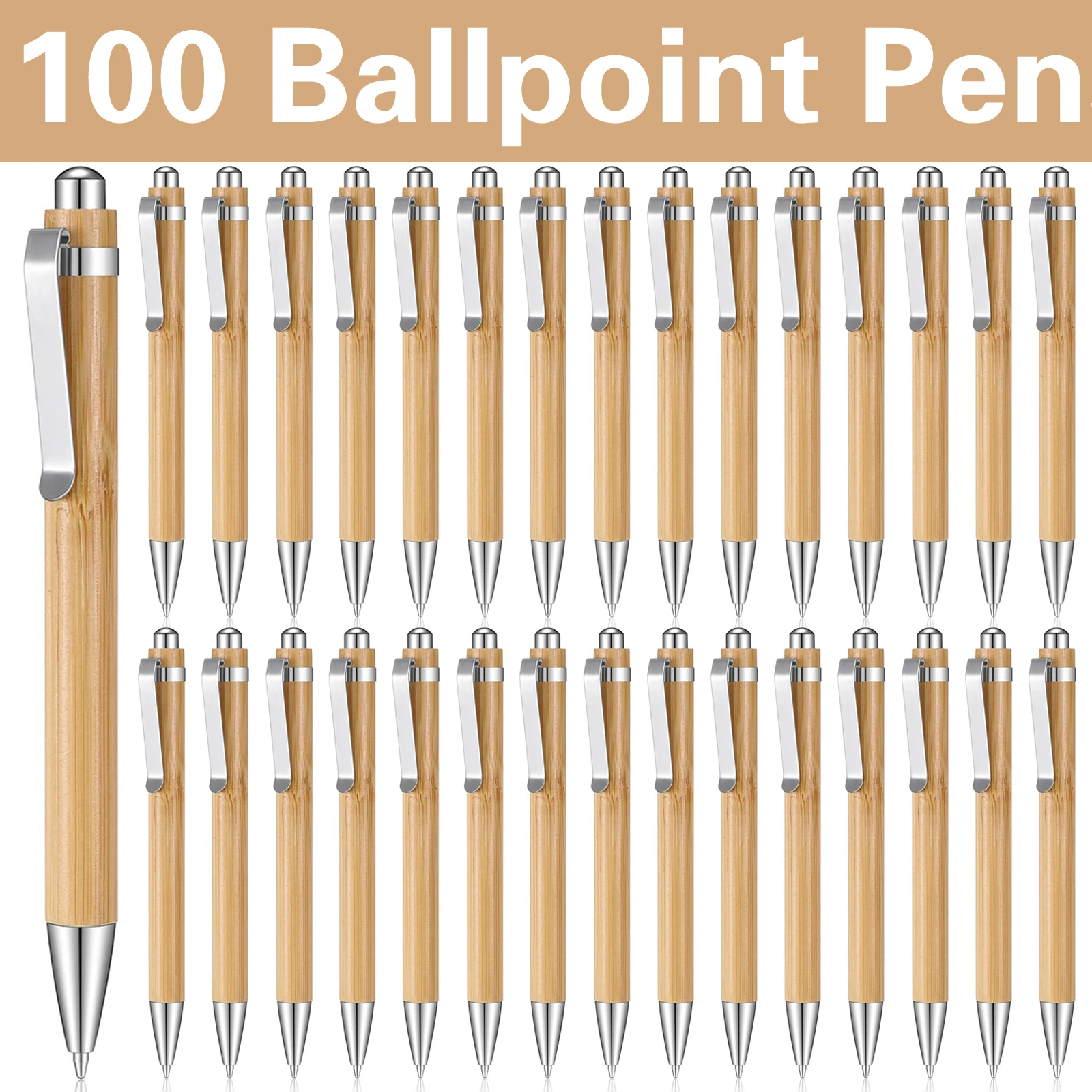 

100Pcs/Lot Bamboo Wood Ballpoint Pen wholesalers 1.0mm School Wrting Stationery Business Signature Ball Pens Bamboo Pen