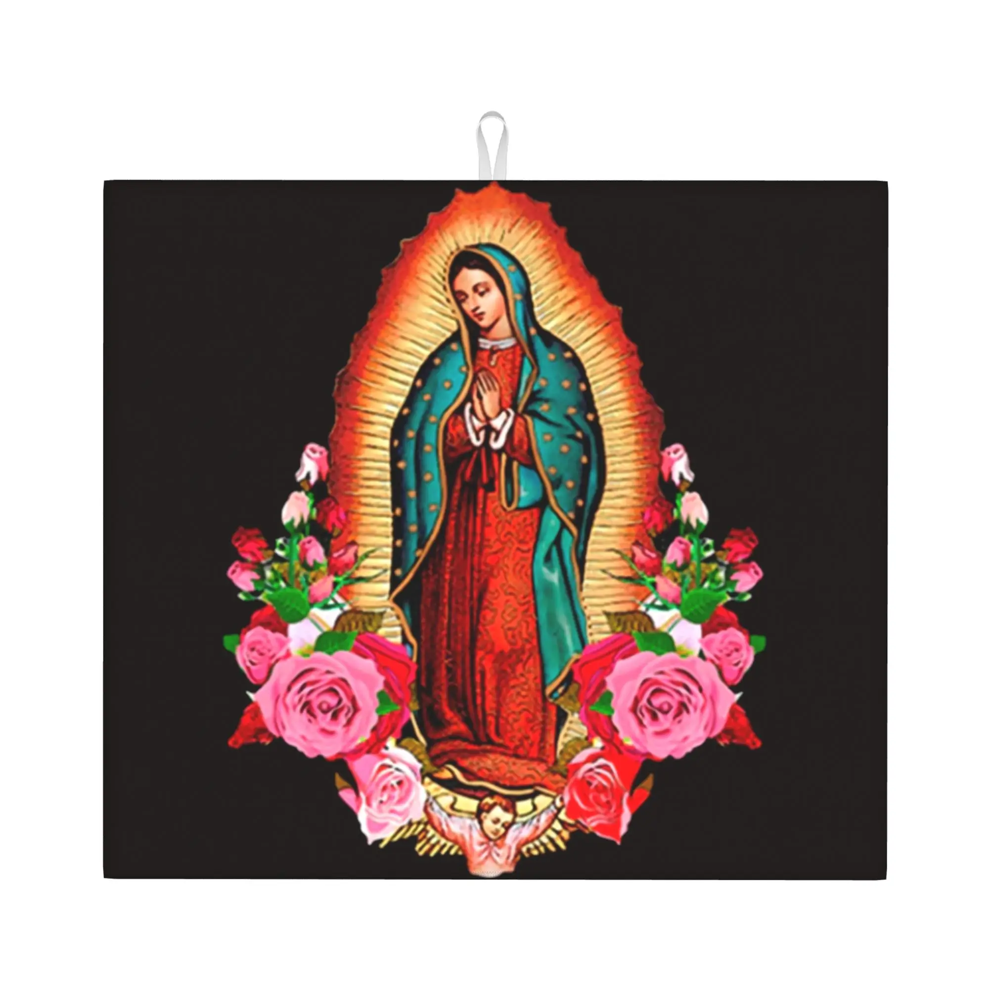 Drying Mat For Kitchen Our Lady Of Guadalupe Virgin Mary Water Absorbent Waterproof On Slip Kitchen Counter Protector Mat