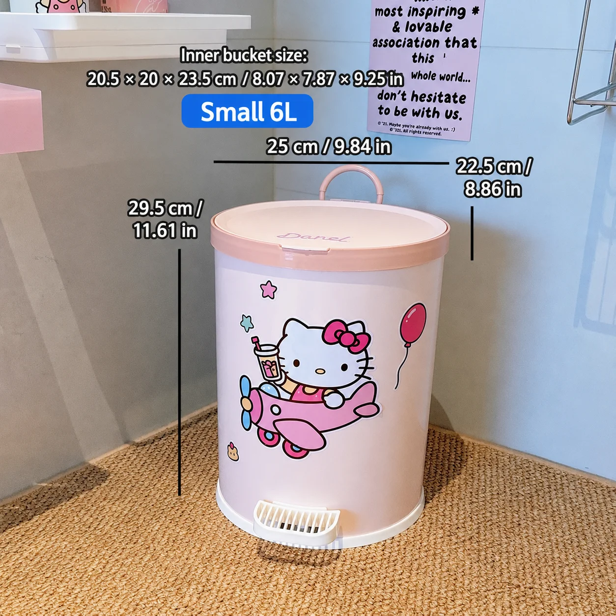 Sanrio HelloKitty MyMelody Silent StepOn Prullenbak Met Deksel Huishoudelijke Badkamer Afvalopslagbak Keuken Meisjeskamer Afvalemmer