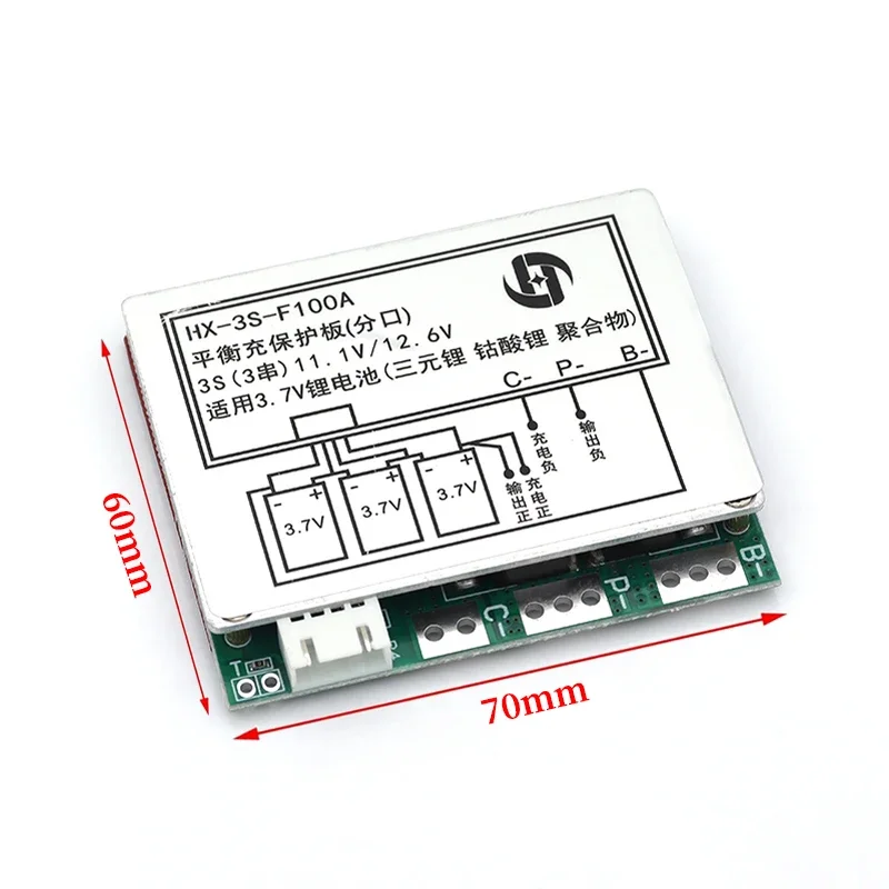 3S 12.6V 100A Li-ion Lithium Battery Protection Board Module 3 Cells 11.1V Polymer Balance Function Charge Module PCB BMS