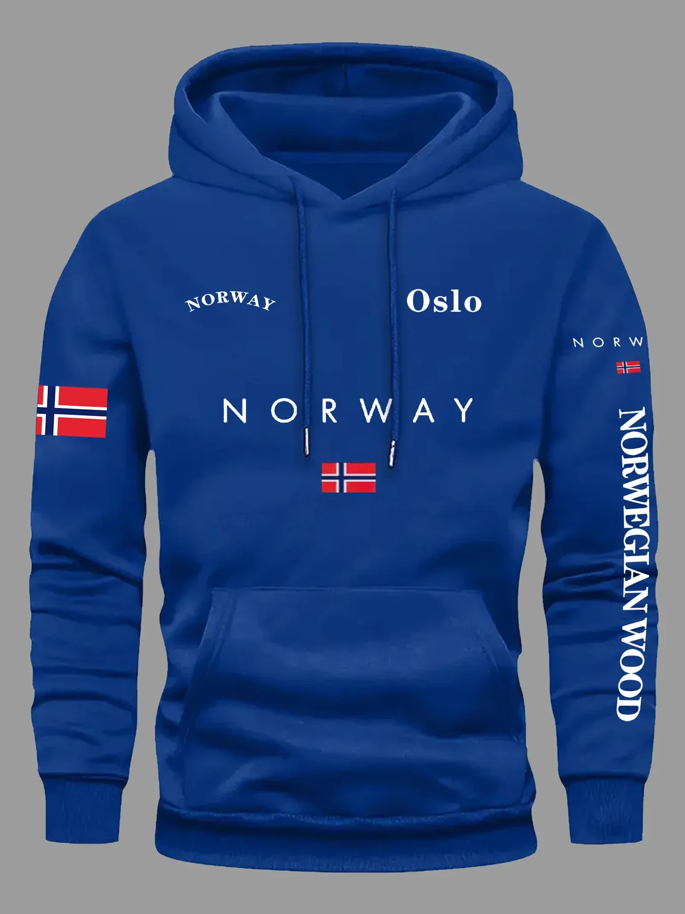 Norwegian Flag Hooded Off Shoulder Hoodie Unisex Outdoor Sports Street Adventure Fitness Running Autumn/Winter Casual Hoodie Clo