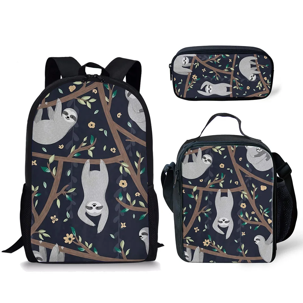 Popular animal Small sloth horse 3D Print 3pcs/Set pupil School Bags Laptop Daypack Backpack Lunch bag Pencil Case