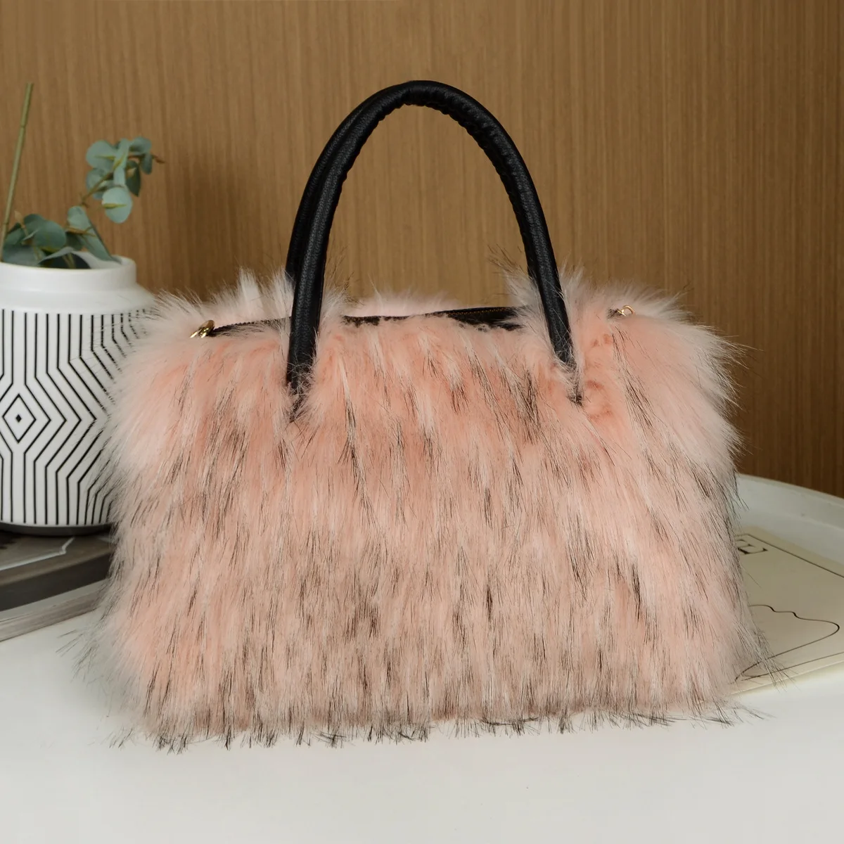 Borsa tote in pelliccia sintetica autunno inverno per donna Borse rettangolari in peluche di grande capacità Borse a tracolla High Street alla moda americana