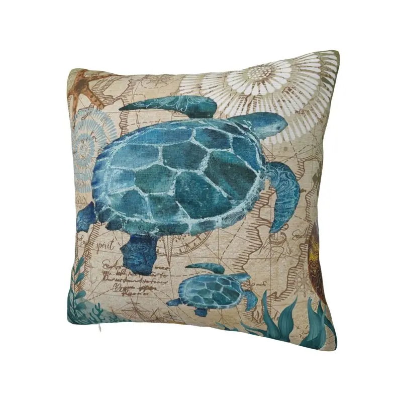 Custom Ocean Sea Turtle Throw Pillow Case 40*40cm Home Decoration Cushion Cover Soft Polyester Pillowcase Double-sided Printing