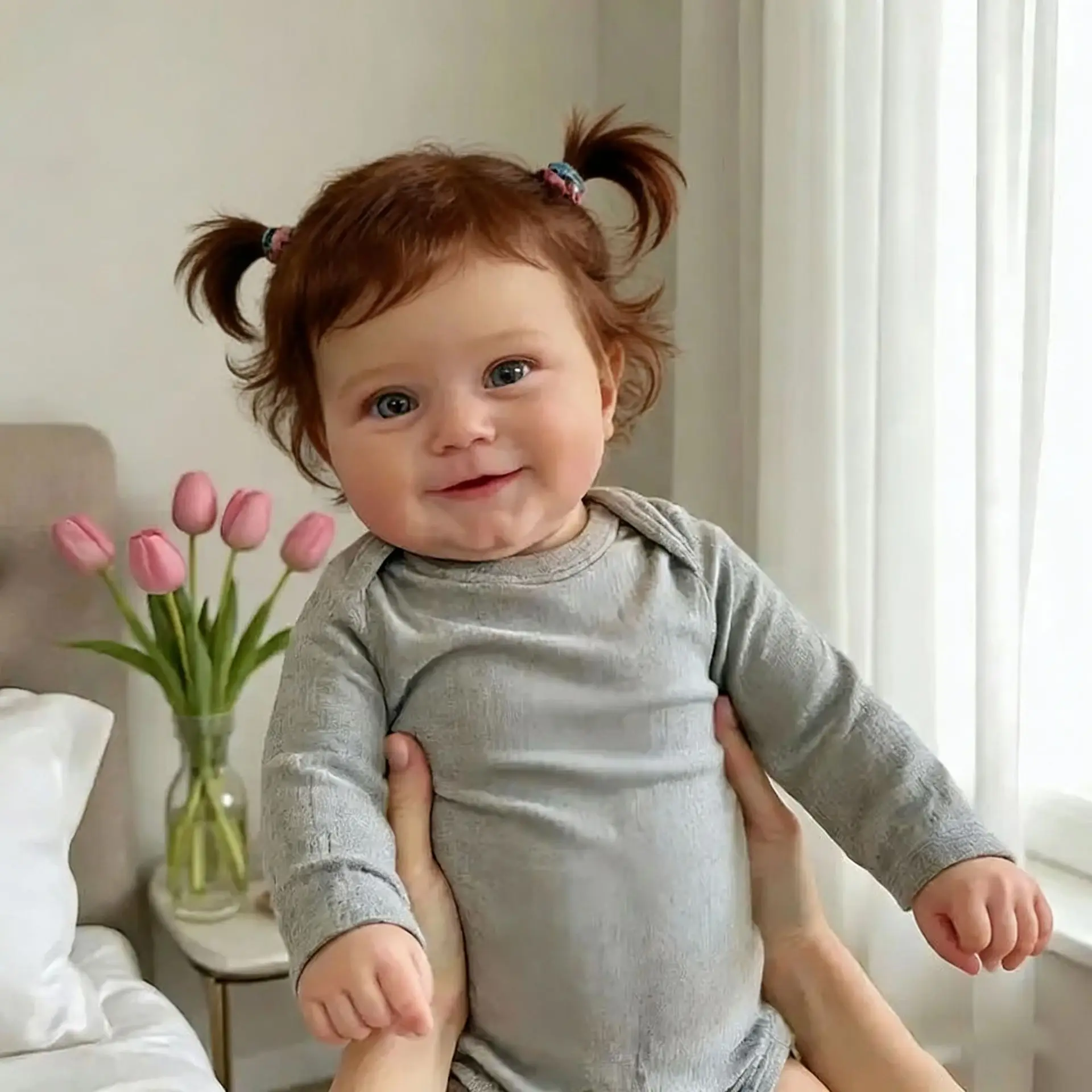 Poupée Reborn de 20 pouces (50cm) avec corps en caoutchouc, cheveux bruns, bébé réaliste, cadeaux pour enfants