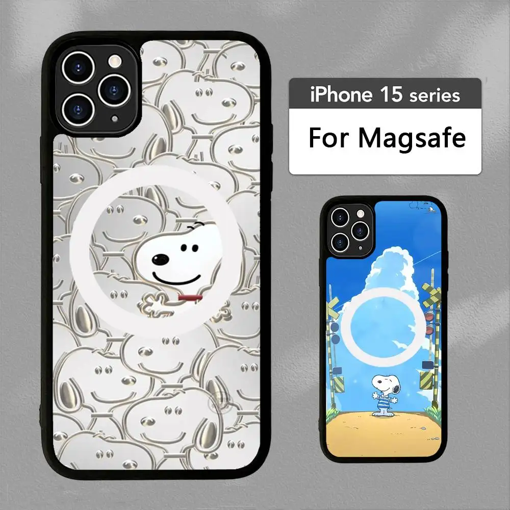 The S-Snoopy Show Cartoon For Magsafe Magnetic Wireless Phone Case For IPhone 11 12 13 14 15 16 17 Pro Max Plus Cover