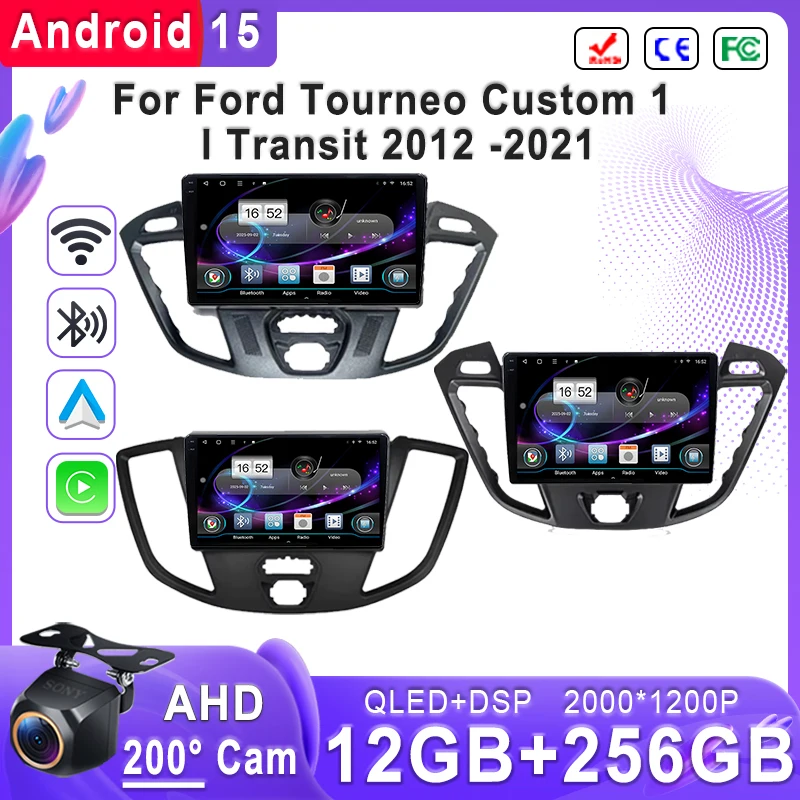 Android 16  Incell Screen Multimedia Stereo For Ford Tourneo Custom 1 I Transit 2012 -2021 Stereo Head Unit High-performance CPU