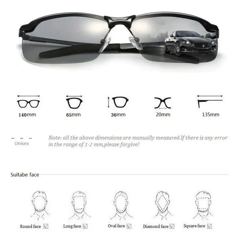 Smart Photochromic Polarized Sunglasses Intelligent Color Changing Sun Glasses Driving Fishing Cycling Day Night Vision Goggles