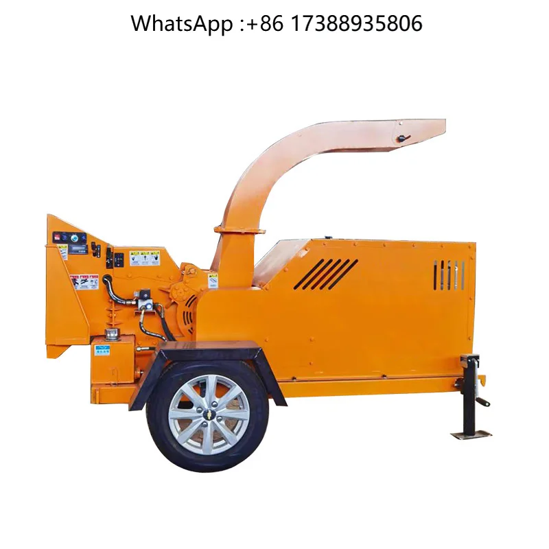 High Efficiency  Mobile Wood Chipper Commercial Log Chipper Shredder Garden Branch Wood Crusher