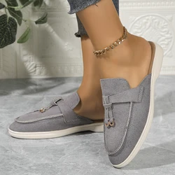 Mocasines informales de suela plana para mujer, zapatos con cierre de borlas, con hebilla de Metal, cómodos, sin cordones