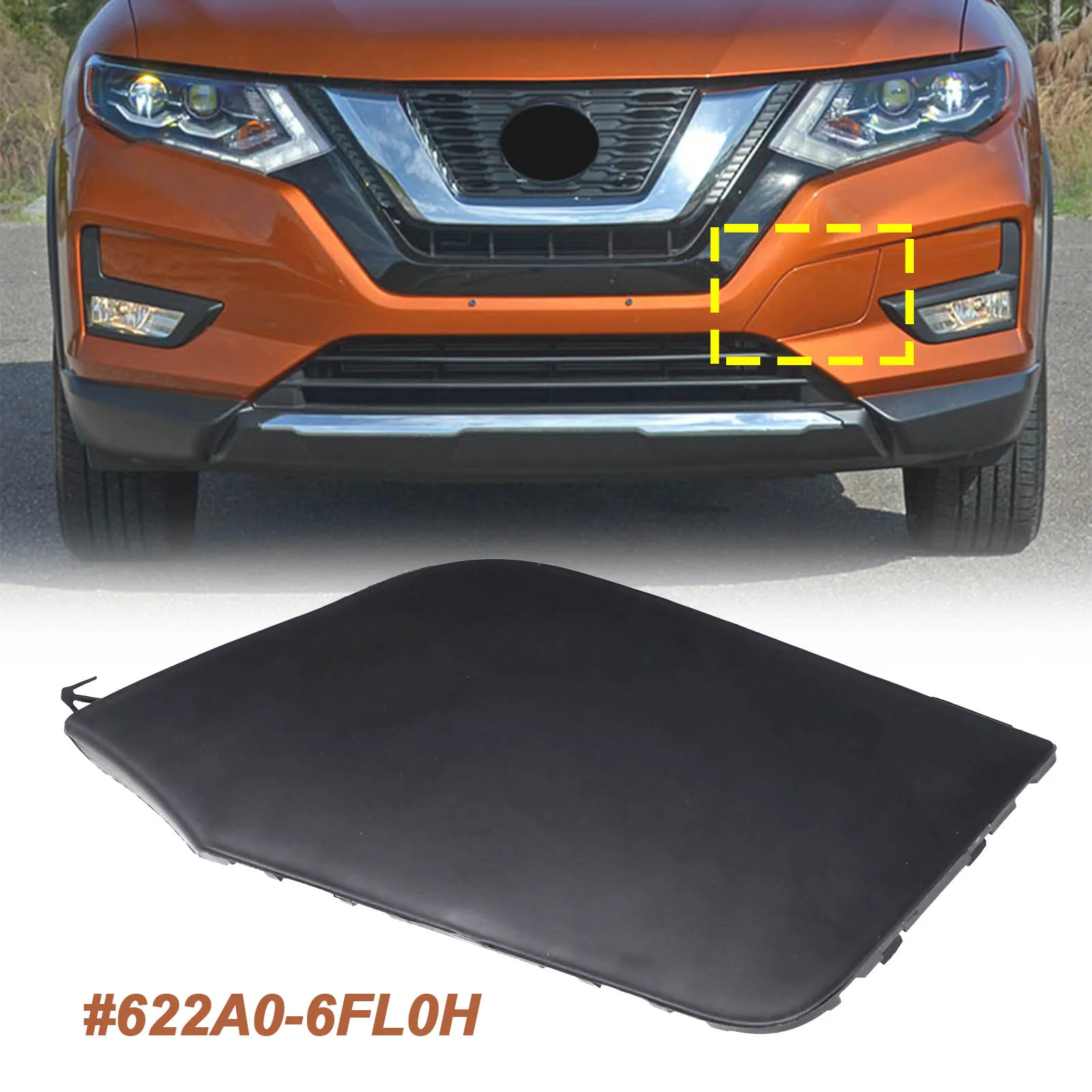 Car Accessories Front Bumper Tow Hook Cap Cover Eye Access Overlay 622A0-6FL0H For Nissan Rogue X-Trail T32 2017 2018 2019 2020