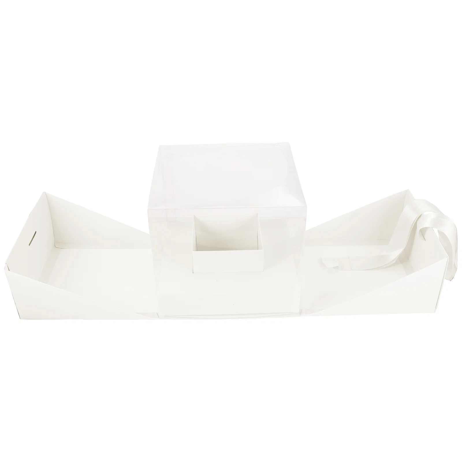 

1 Set Gift Box Transparent Middle Colored Diy Flower Packaging Fresh Flower Holder For Preserved Flowers Empty Pvc