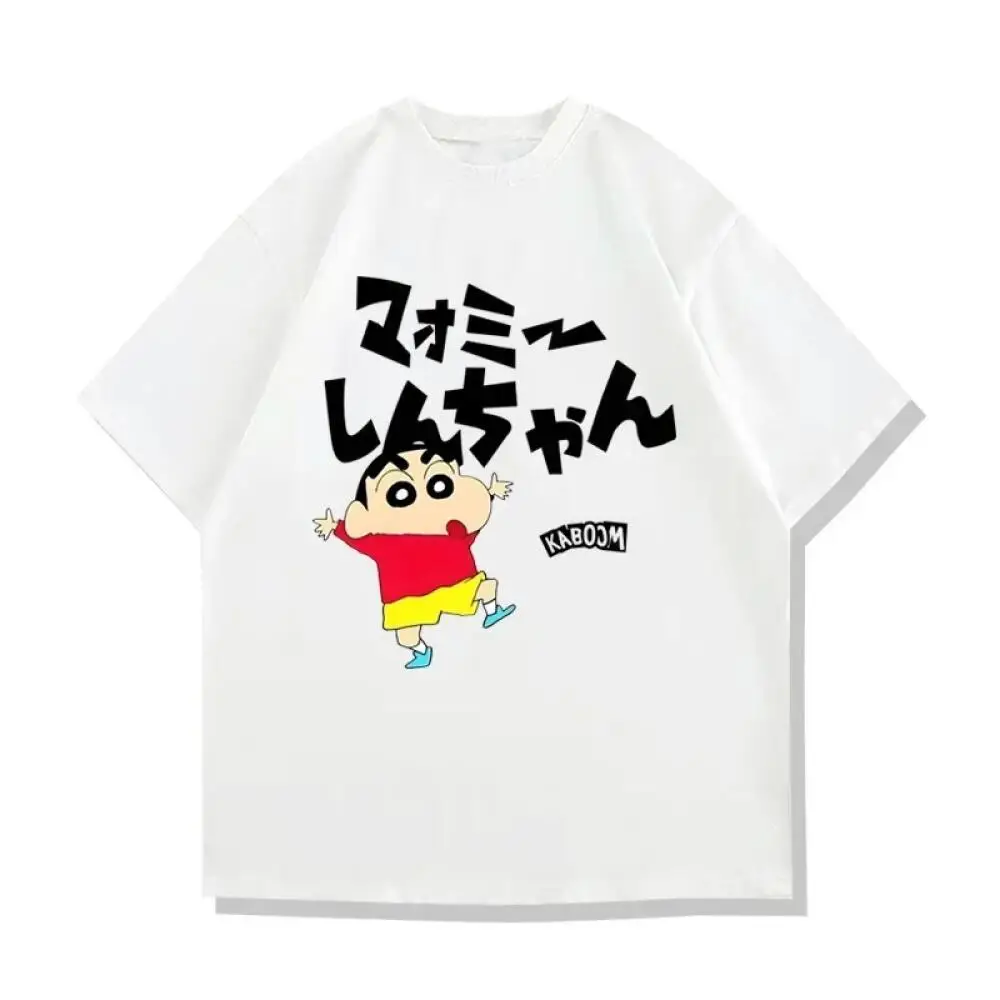 Crayon Shin Chan Japanese Text Print Cute Anime Casual Mens Short Sleeve T Shirt