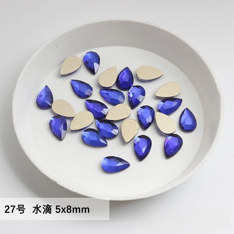 100pcs Sapphire Boutique Flat bottom nail art rhinestones Glass crystal 3D nail decoration Multiple shapes wholesale