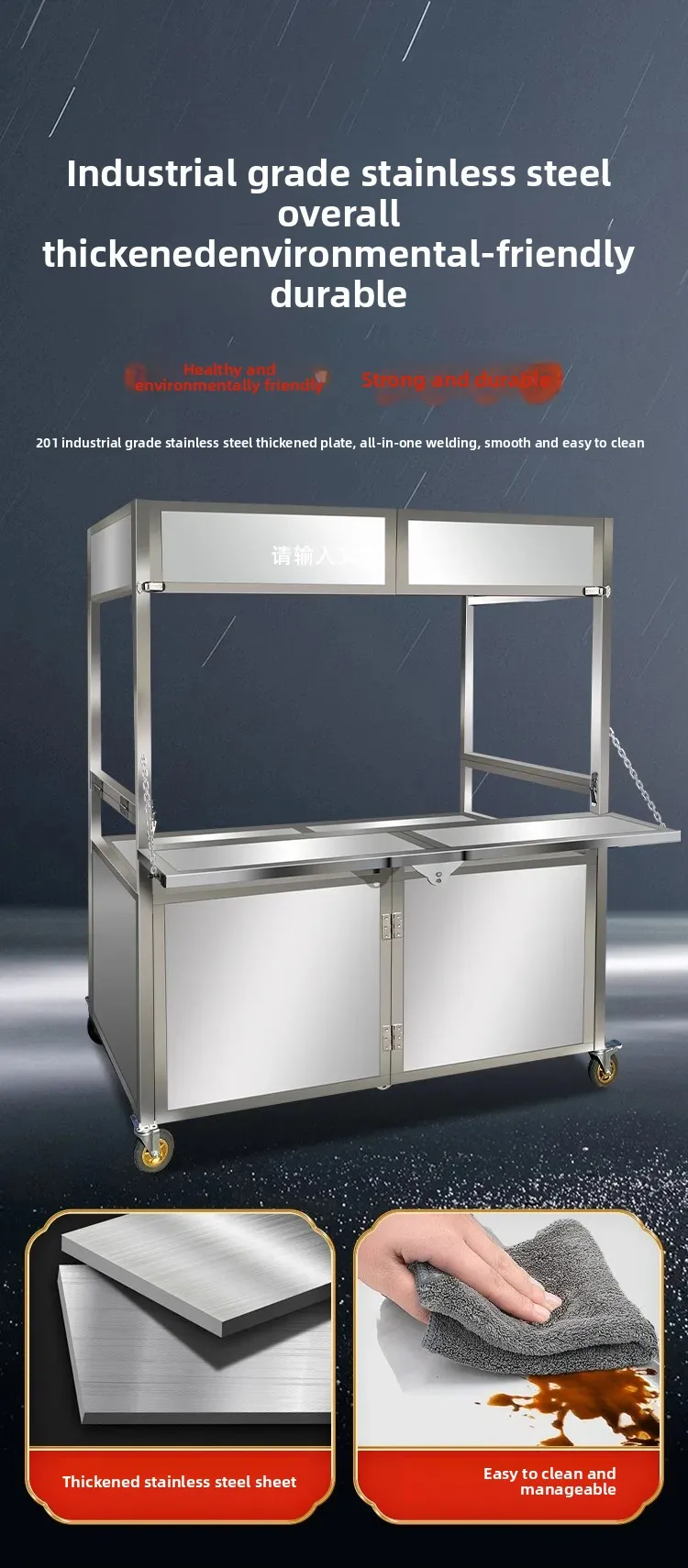 عربة كشك قابلة للطي للوجبات الخفيفة، سيارة متنقلة لتناول الطعام، سوق ليلي، كشك متنقل للطبخ من أودن #5