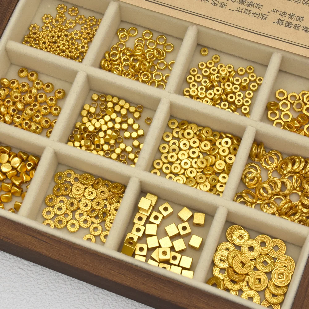Economic 50Pcs/Pack Copper Beads Spacer For Jewelry Making Retro Golden Unfading DIY Bracelet Necklace Phone Chain Keychain