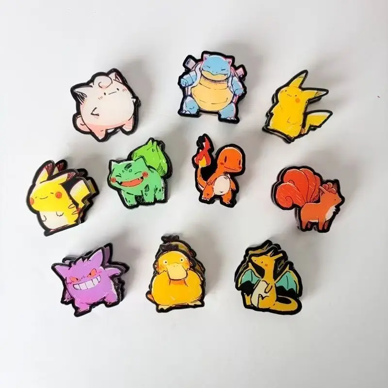 10Pcs Cute Pokemon Acrylic Clips Kawaii Cartoon Paper Clips for Sticky Notes Photos Documents Office School Stationery Kids Gift