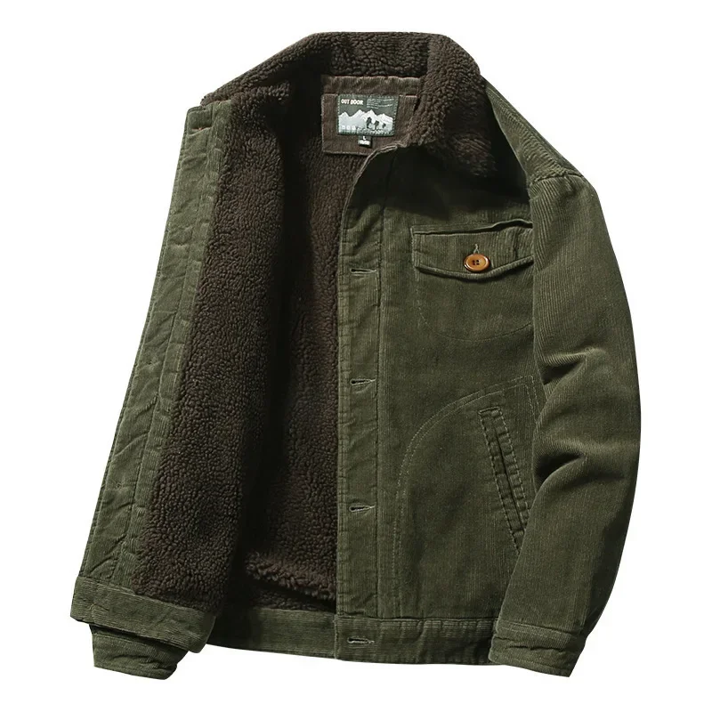 Winter Classic Corduroy Men's Cotton-Padded Clothes Standing Collar Casual Loose Coat Warm Cotton-Padded Jacket