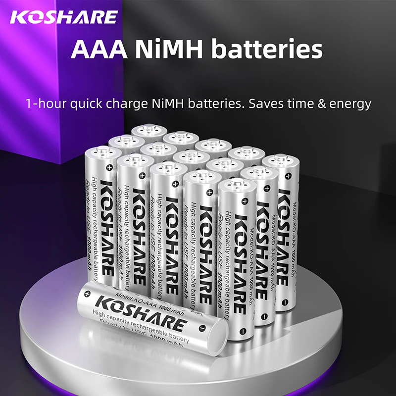KOSHARE 1.2V Ni-MH Rechargeable Battery AA AAA 2800mAh 1000mAh High Capacity Low-Self For Flashlight Toys Portable Audio Players