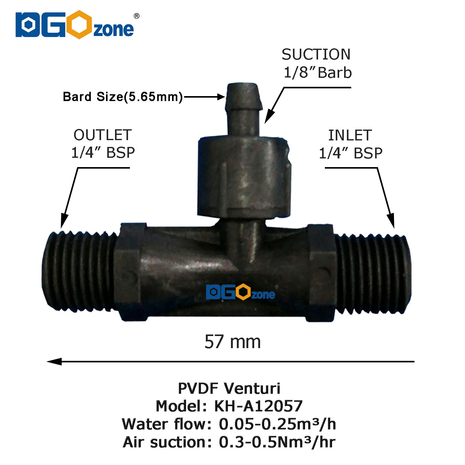 1/4 1/2 3/4 1i 1.5in 2in PVDF Venturi Injector Mixing Tube Garden Irrigation Connector  Mixed Gas and Liquid Injector with Valve
