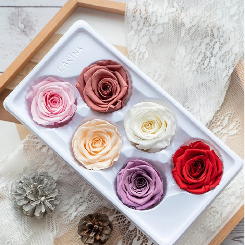 

Pcs/Box A Grade High Quality Preserved Rose Head Immortalized 5-6 Diameter Eternal Roses Christmas Mother'S Day Gift Box