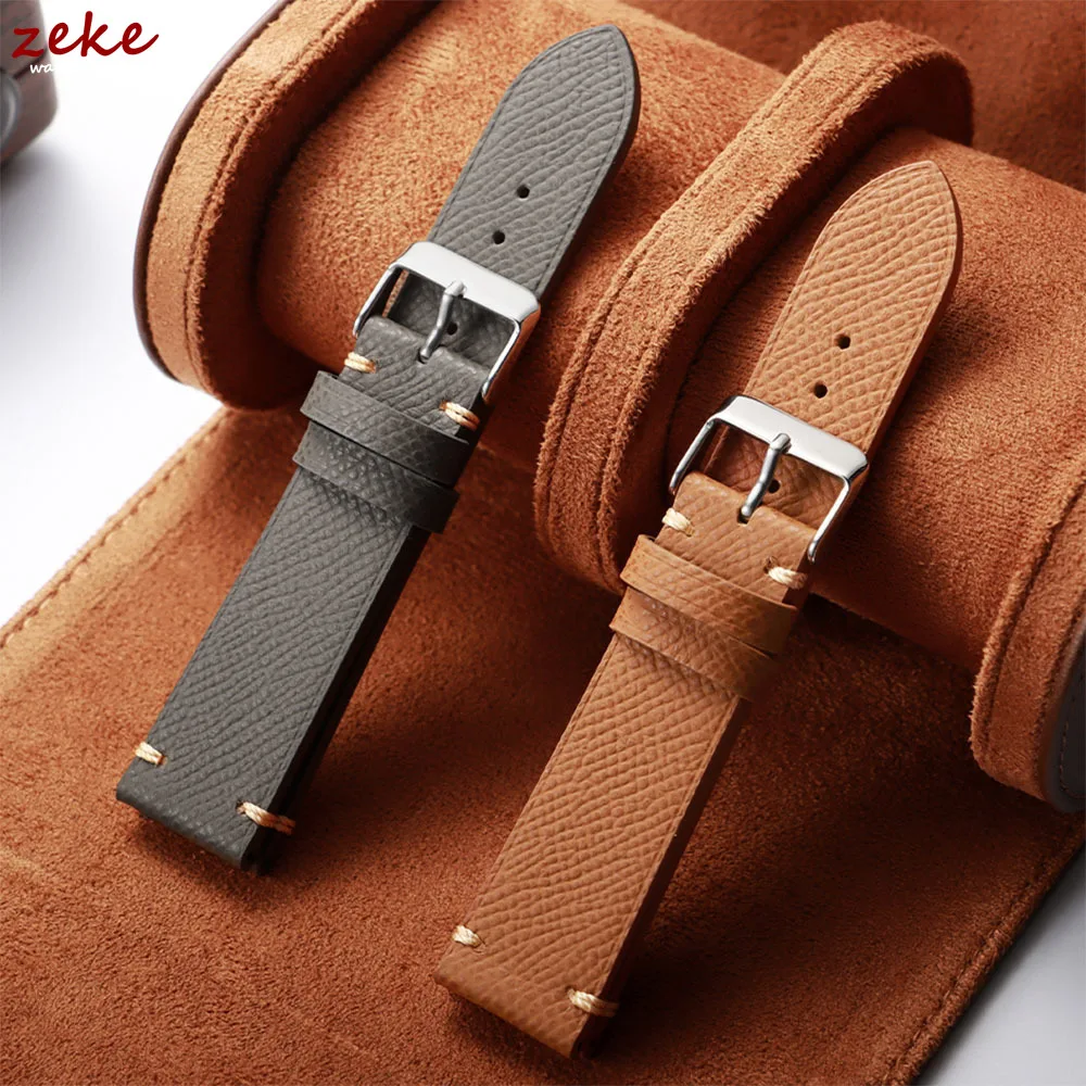 Vintage braunes Kalbslederarmband 18mm 19mm 20mm 22mm für Huawei Watch GT5/GT4 Handgenähtes Rindslederarmband für Omega Business Band
