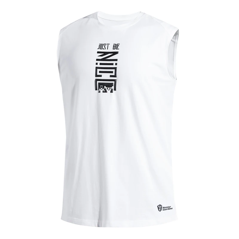 DROZENO Men's Vest White Sleeveless Round Neck Training Vest Lightweight Stitching Mesh Fitness Clothes