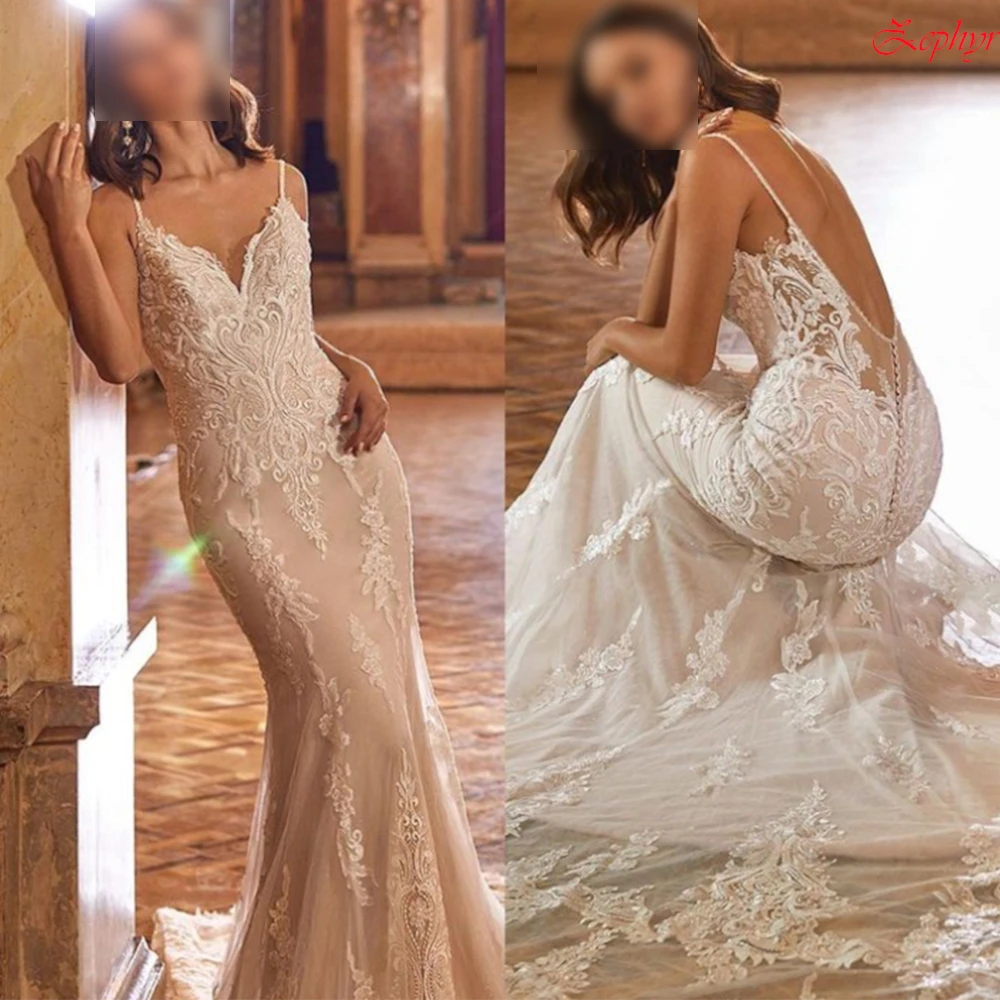 Abiti da sposa personalizzati con applicazioni di alta qualità Sirena senza spalline Abito da sposa Classico lunghezza pavimento Vestido De Novia