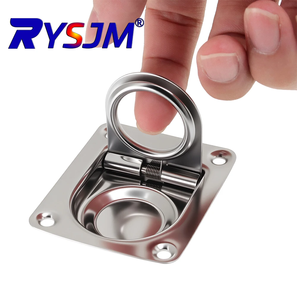 

2 Pcs Stainless Steel Locking Pull Ring Handle Marine Boat Yacht Flush Lift Marine Hardware Flush Lifting Ring locker