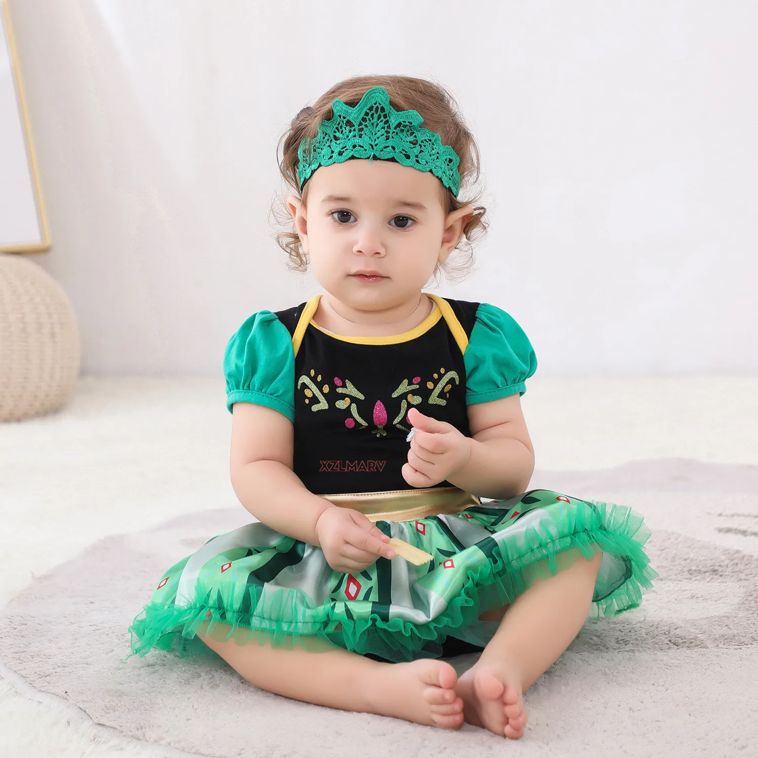 Baby Romper TUTU Dress With Headband Infant Baby Princess Girl Clothes Size 3-18M Cute Design Baby Dress Party Costumes