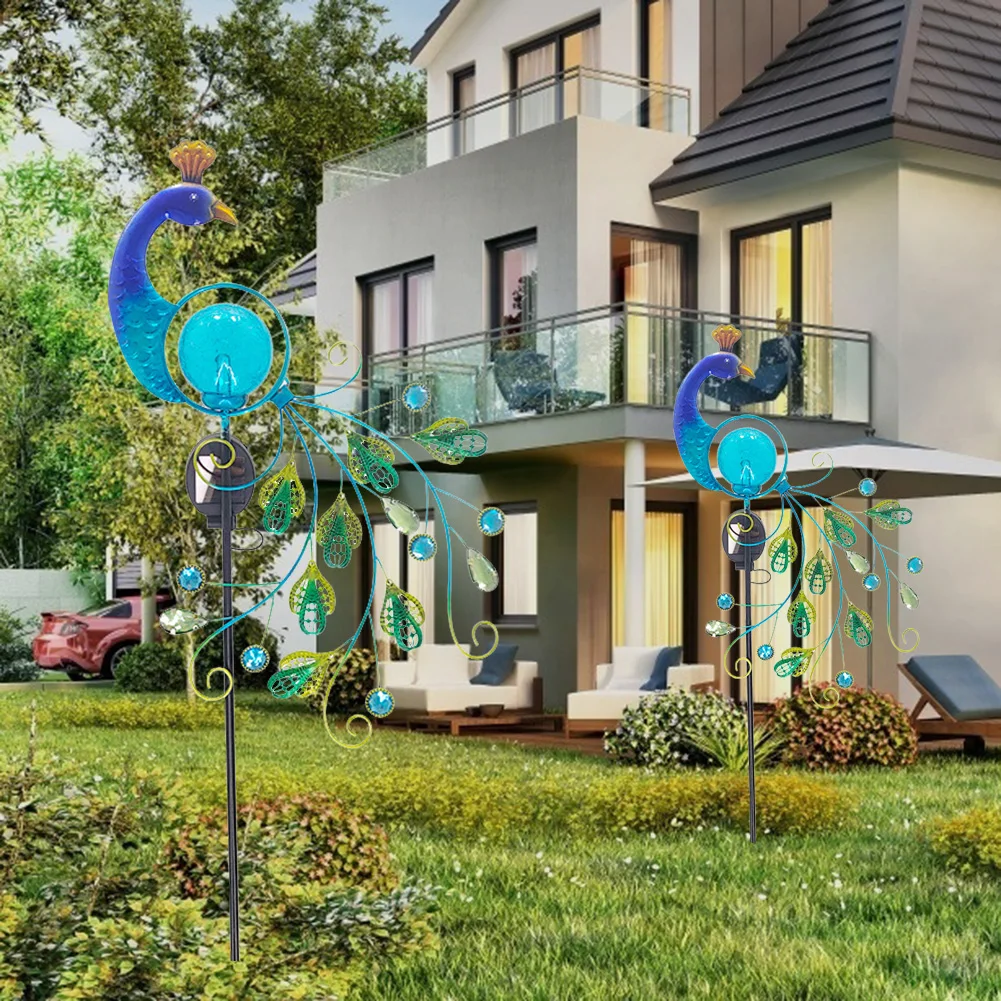 Red Bird Peacock Lawn Stakes Lamps LED Solar Light Garden Decoration Outdoor High Quality Bird Shape Solar Lamp For Yard Pathway