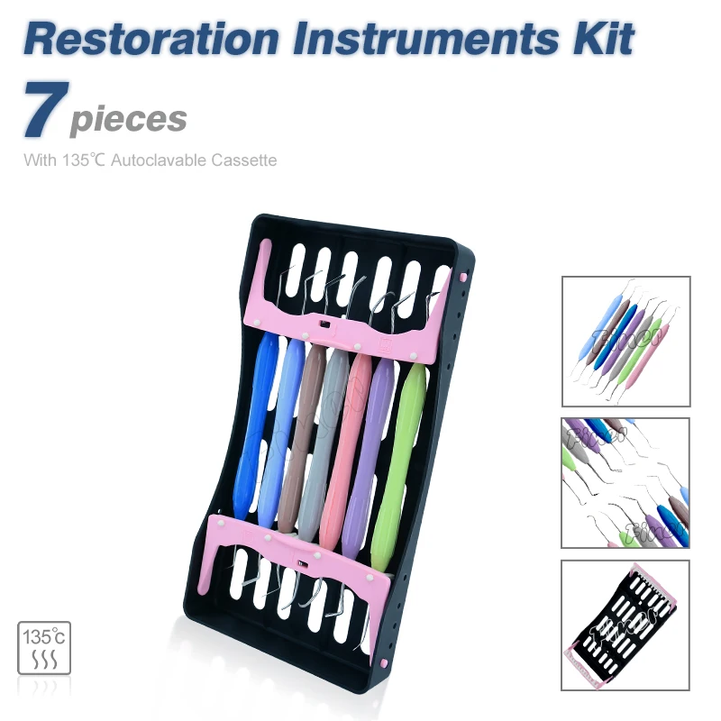 Dental Resin Spatulas 7pcs Silicon Composite Resin Filler Instruments Kit  for Dental Aesthetic Restoration Dentistry Tool