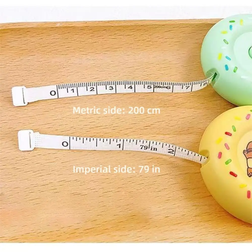 2M Length 2M Tape Measure Soft Leather Doughnut Shape Soft Leather Ruler One Click Rebound Clothing Tailor Ruler Craft Projects
