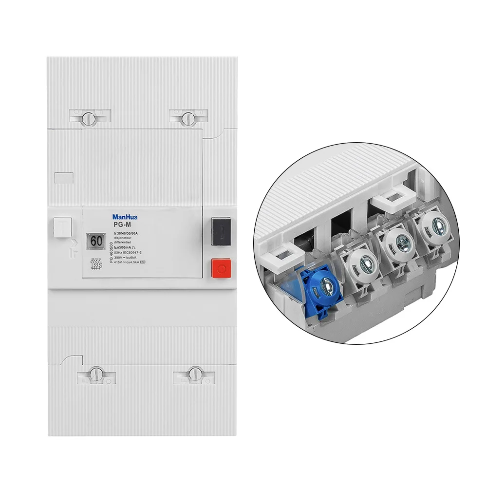 ManHua PG-M 380V RCCB Residual Current Circuit Breaker 30A up to 60A for Leakage Protection Against Overload and Short Circuit