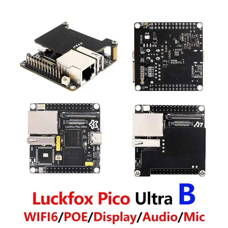 

Luckfox Pico Ultra B RV1106G2 Встроенный микрофон EMMC-8GB с опцией WiFi6/PoE RV1106G2 с портом аудио и дисплея