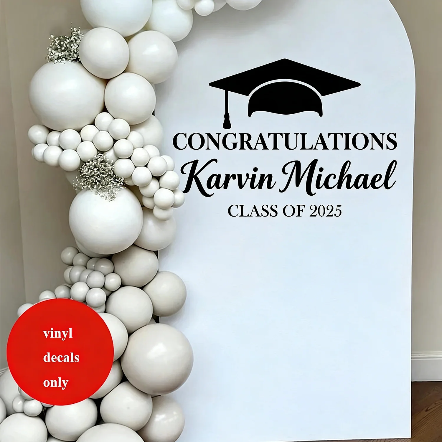 Graduation Sailboard Stickers Backdrop Graduation Party Sticker Personalized Name Vinyl Sticker Customised Baby Birthday Sticker