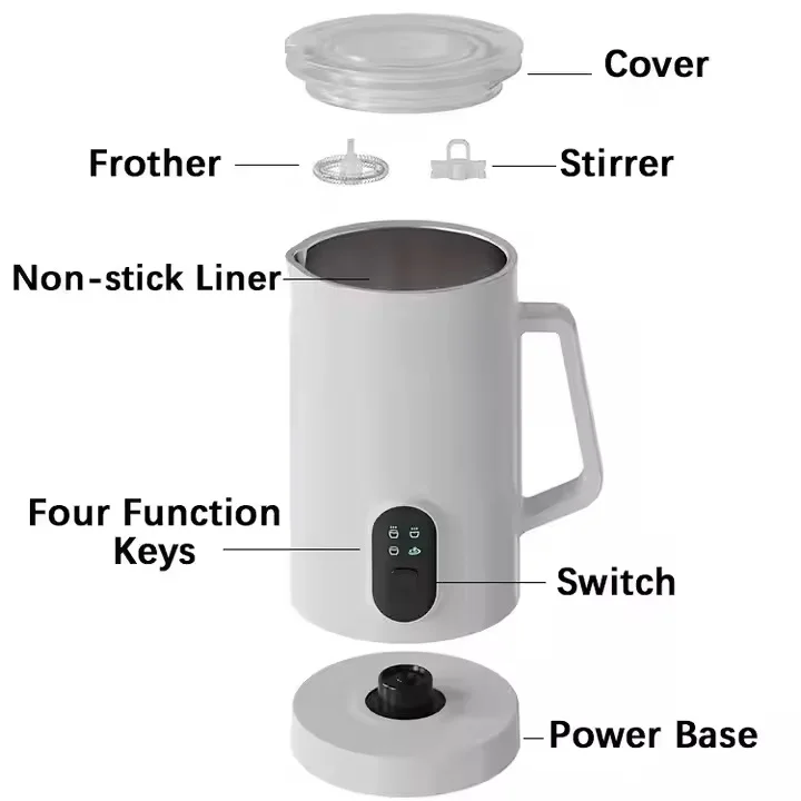 اطلب مباشرة أدوات خلاط يدوية 4 في 1 رغوة الحليب الكهربائية المحمولة القابلة لإعادة الشحن رغوة الحليب الأوتوماتيكية للاستخدام في المخيم