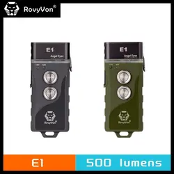 RovyVon E1 Keychain Flashlight 500 Lumens Rechargeable EDC Torch Power By Built-in Internal or Replaceable External Battery