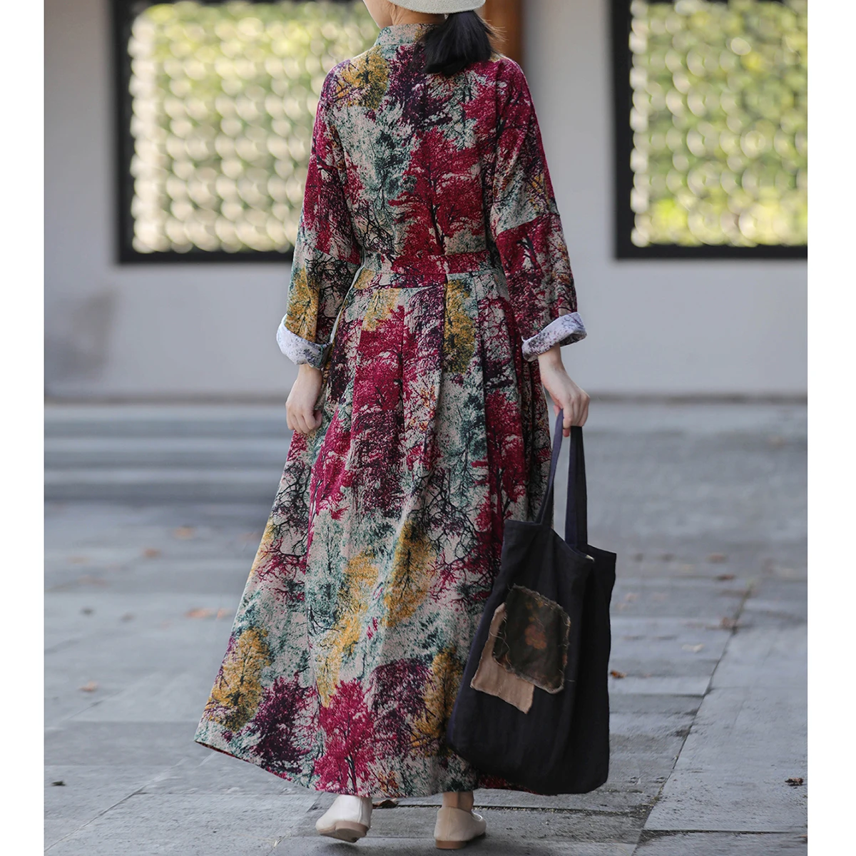 LZJN loose cotton and linen dress for spring and summer Features retro look Chinese style high waisted with tied belt ethnic