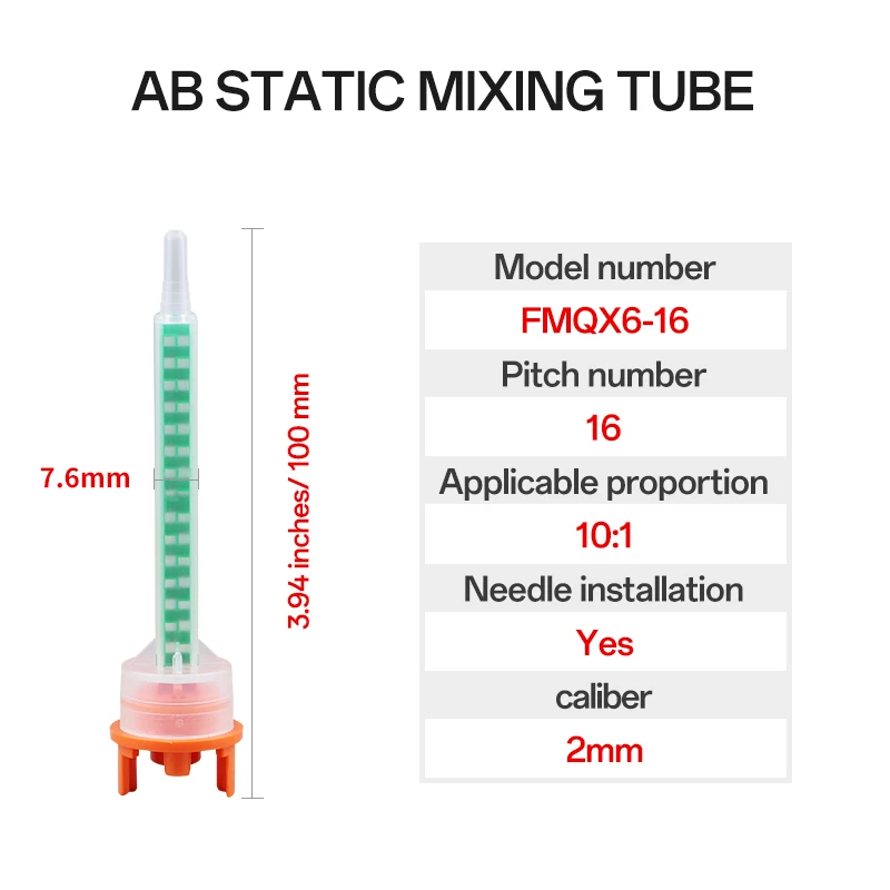 30pcs Epoxy Mixing Nozzle, MFQX6-16 Square Static Mixer Nozzle Tube Tip 1:1 10:1 Mixing Ratio For Adhensive Gun Mixer