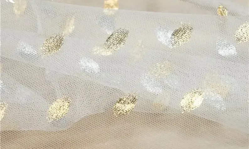 63 "عرض الذهب البيضاوي نقطة نمط الدانتيل النسيج البولكا نقطة تول النسيج ل ثوب الزفاف ، فستان الزفاف ، فستان الصيف ، فستان الحفلات